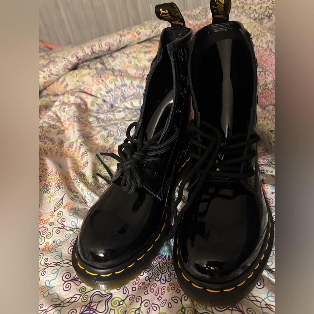 Dr. Martens Shiny Black Lace-Up Boots